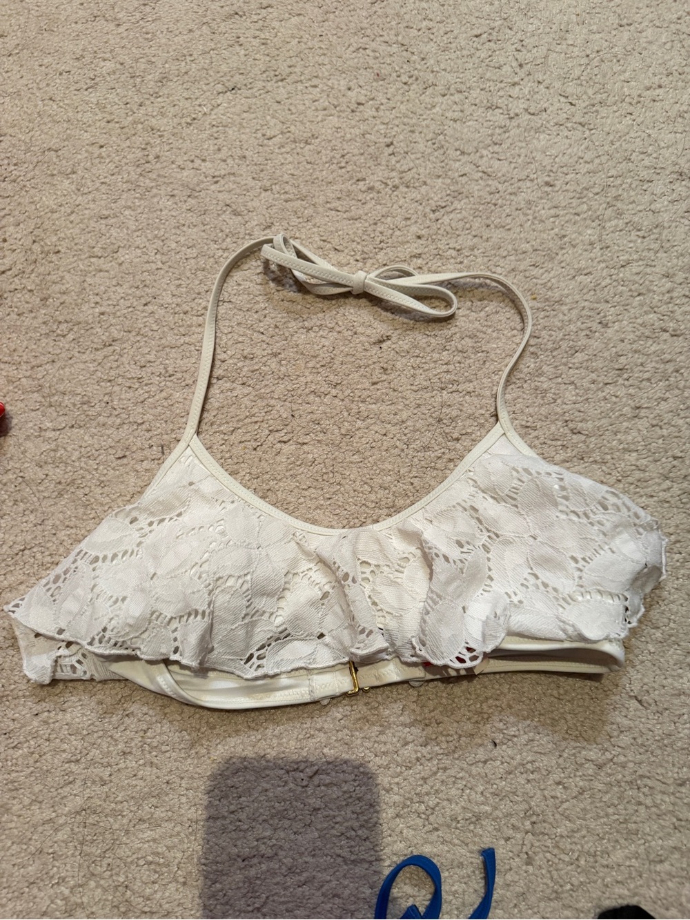 Victoria’s Secret white Lace Ruffle Halter bikini top and bottom
